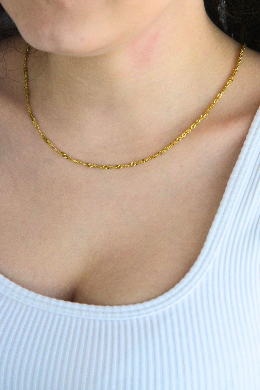 Złoty łańcuszek Singapur 45 cm  Szerokość 3 mm, karabińczyk.jpg